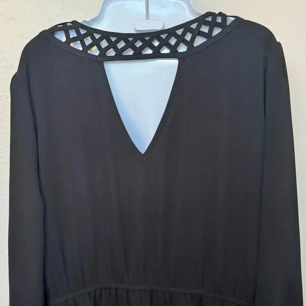 NWT Black Long Sleeve Skies Are Blue Dress with cutout details on back Size XLP - Picture 8 of 13